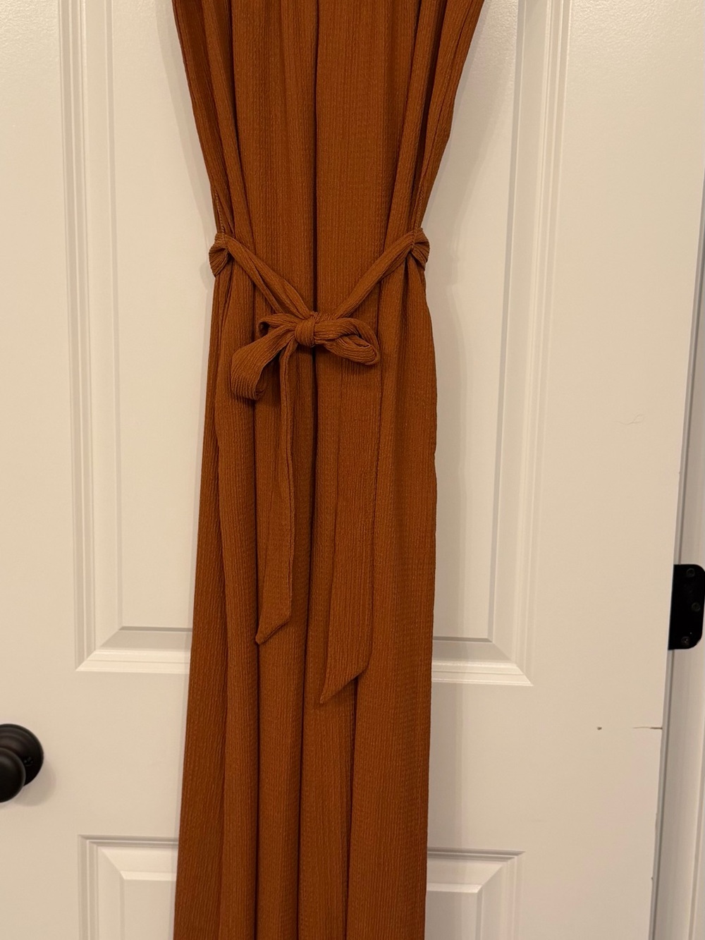 H&M NWT Rust Brown Tie Waist Wide Leg Jumpsuit Size Small